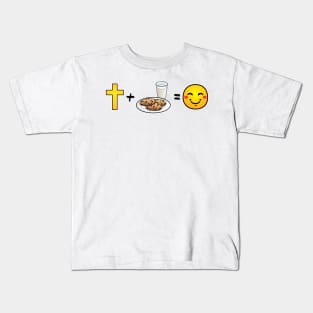 Christ plus Milk and Cookies equals happiness Kids T-Shirt